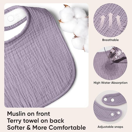 100% Cotton Muslin Baby Bibs 10-Pack Baby Drool Bibs for Unisex Baby Toddlers Infant Newborns Drooling and Teething