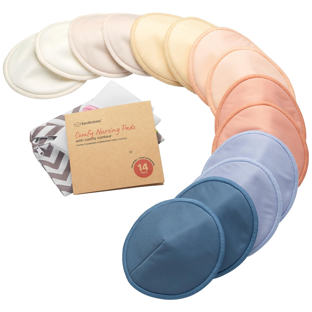 Organic Nursing Pads, 14 Washable Breast Pads,Wash Bag (Sweetheart, L 5")