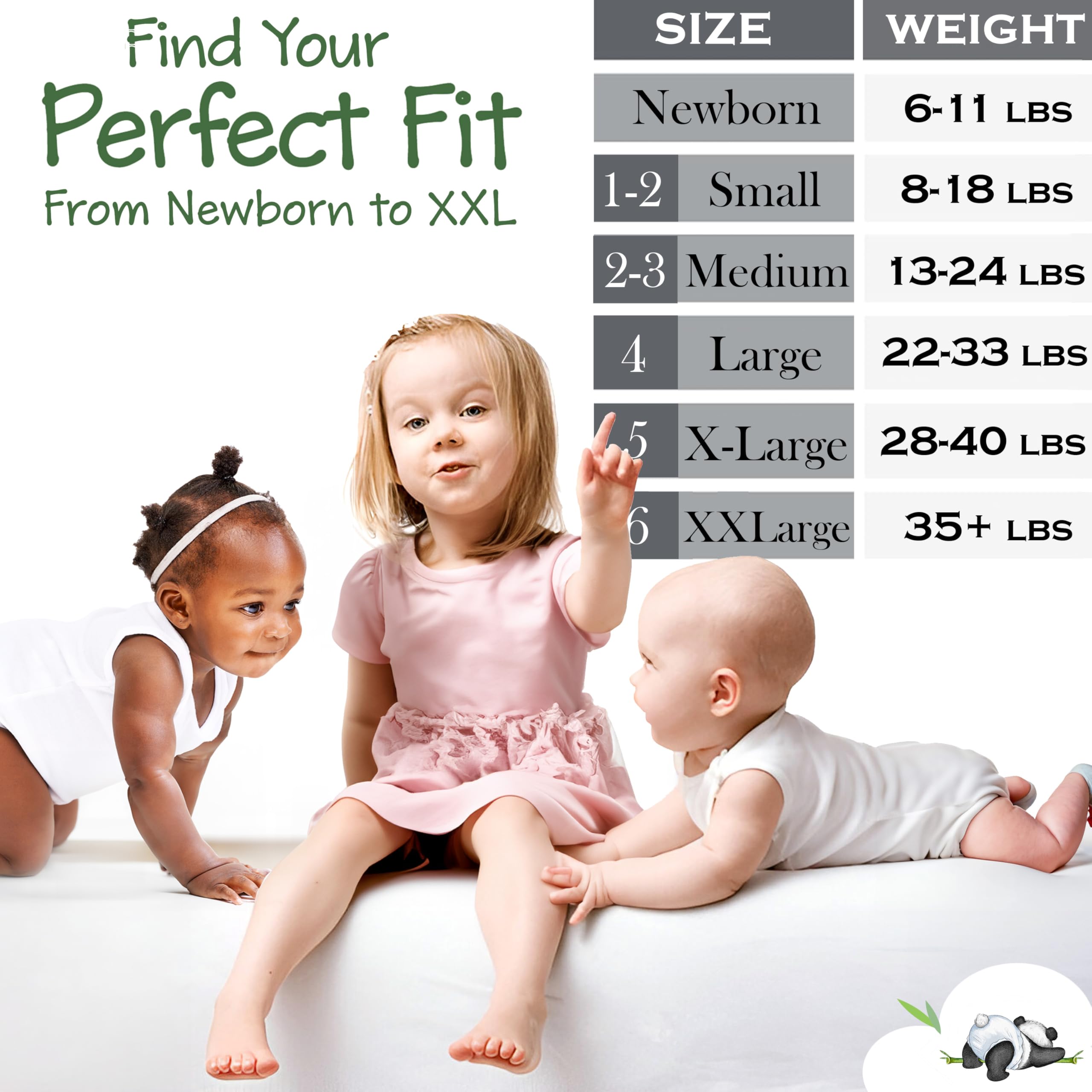 Bamboo Baby Diapers, Totally Chlorine Free for Sensitive Skin for Newborns to XXL. Hypoallergenic & Non Toxic Eco Friendlier Plant-Based Materials. TCF XL Size 5 (24 ct)