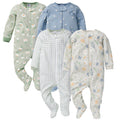 Gerber Baby Girls' 4-Pack Sleep 'N Play Footie, Daisy, 0-3 Months
