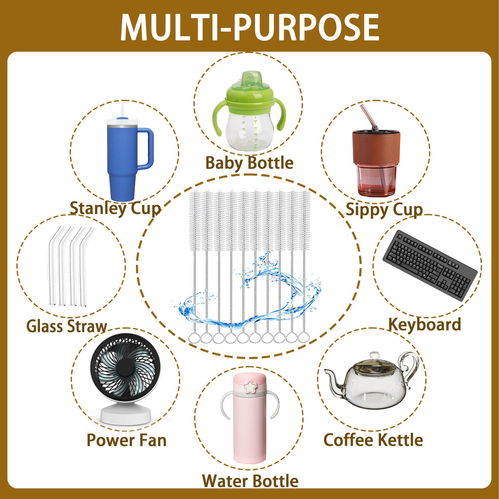 CIDYAUST Straw Cleaner 12 Inch(10-Pack) for Reusable Straws
