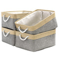 Sacyic Organization and Storage Basket for Organizing - Large 4 Pack 16x12x8 inch Collapsible Baskets for Shelves Fabric Storage Cube, Storage Bins for Laundry Cloth Books Gift (Gold & Grey)