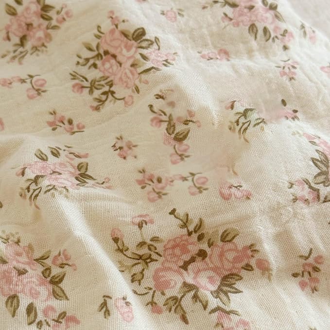 BuLuTu Muslin Cotton Toddler Pillowcases 14"x20", Shabby Chic Pink Floral Kids Pillow Cases Fit Toddler Pillow Sized 13"x18" Soft Children Pillow Covers for Girls Boys, Envelope Closure