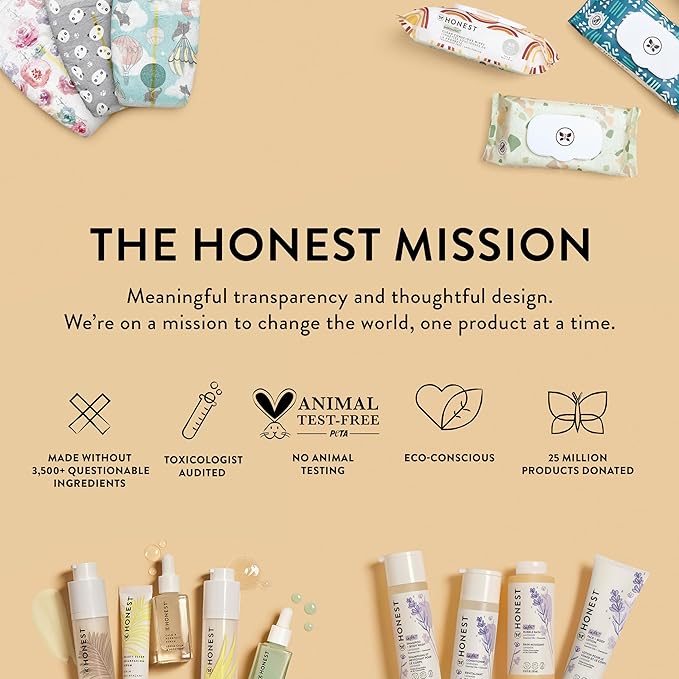 The Honest Company Clean Conscious Multi-Use Wipes | Hypoallergenic + Unscented for Sensitive Skin | Over 99% Water, Compostable, Plant Based, Baby Wipes | Geo Mood, 60 Count