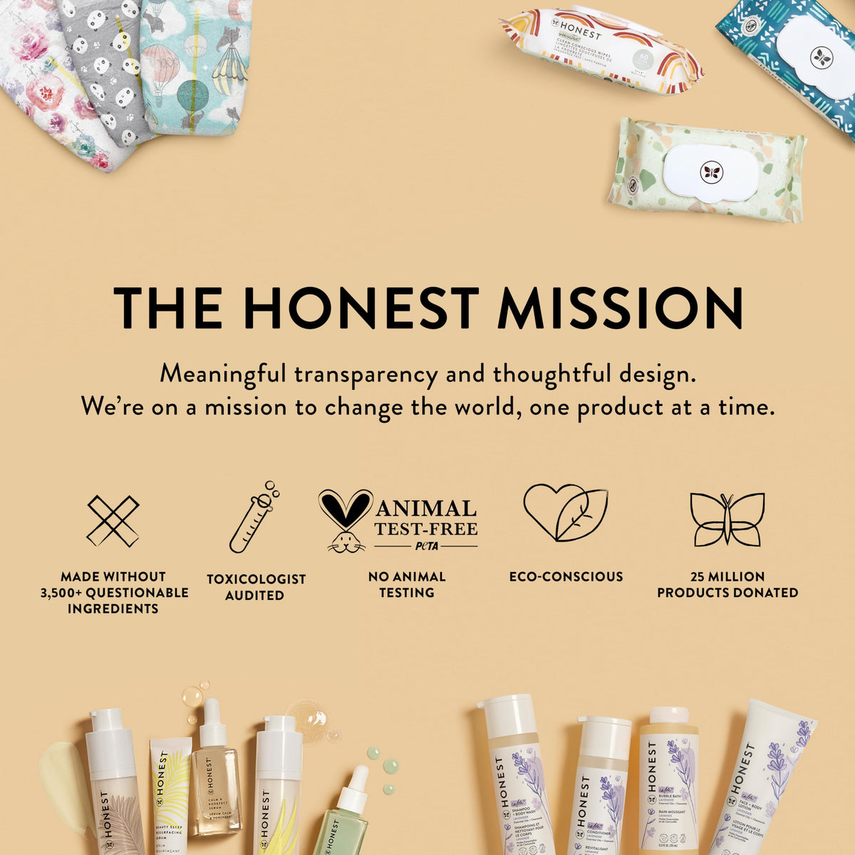 The Honest Company Hypoallergenic Multi-Use Baby Wipes for Sensitive Baby Skin Rainbow 60 Count