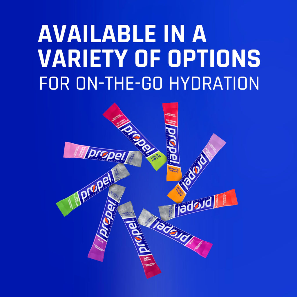 Propel Electrolyte Enhanced Water Drink Mix Powder Packets, Grape Variety Pack, Zero Calorie & Sugar Hydration with Vitamins C & E (30 Packets)