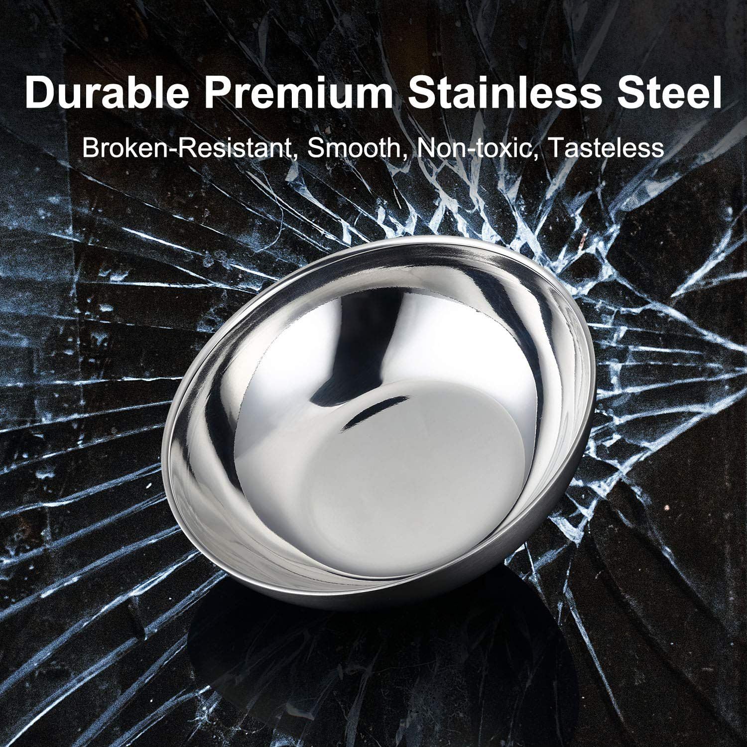 Miusco Stainless Steel Bowls for Kids, 18/8 Stainless Steel Toddler Bowl, BPA-Free, Durable & Easy Clean, 4 Pack - 14.5 oz Perfect for Baby Meals, Snacks, Serving and Travel & Home Use，Silver