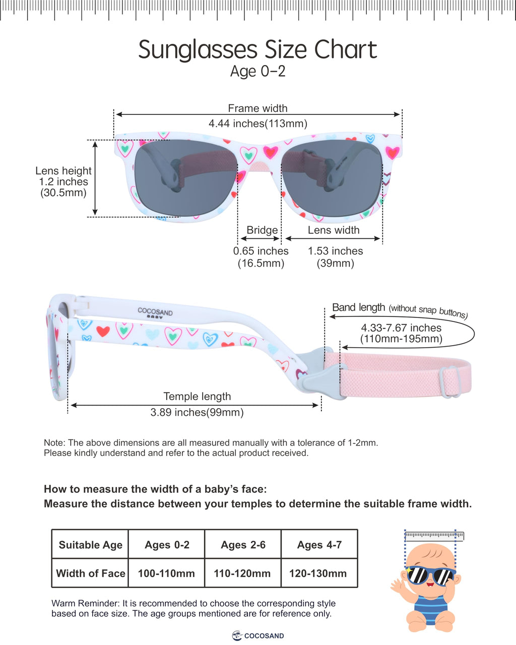 COCOSAND Flexible Polarized Baby Sunglasses with Strap