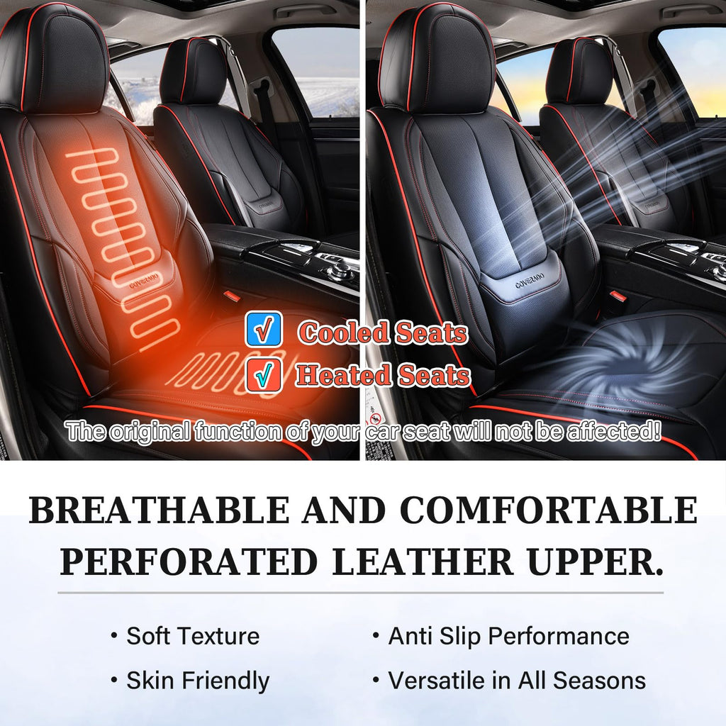 Coverado Car Seat Covers, Seat Covers for Cars, Waterproof Leather Auto Seat Protectors, Leather Car Seat Cushion, Car Interiors Accessories Universal Fit for Most Cars