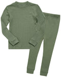 VAENAIT BABY Infant Toddler Kids Girls Long Sleeve Modal Sleepwear Pajamas 2pcs Set Rib Knit Khaki JM