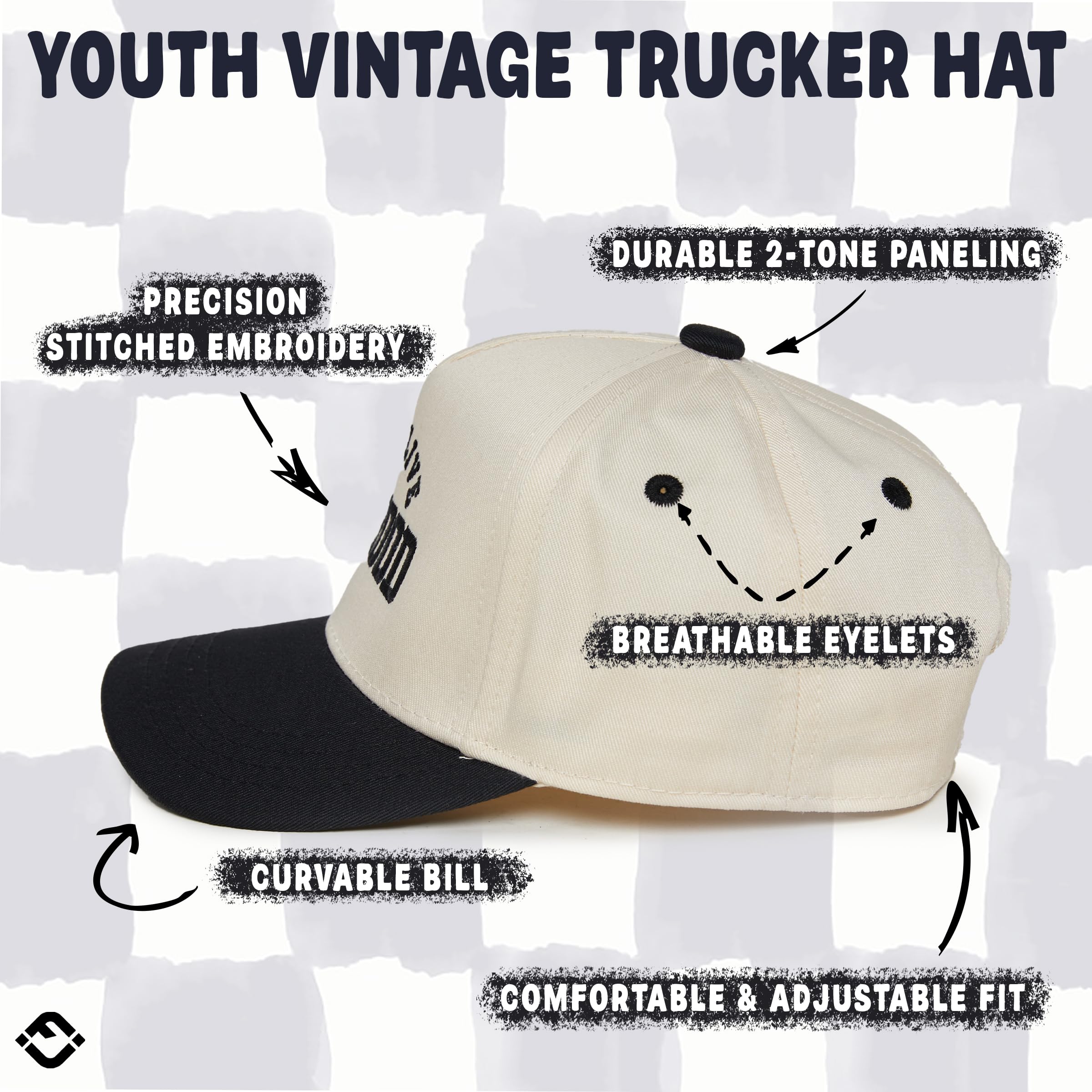 Baby 2 Tone Trucker Snapback Hat - Long Live Boyhood - Black/Beige