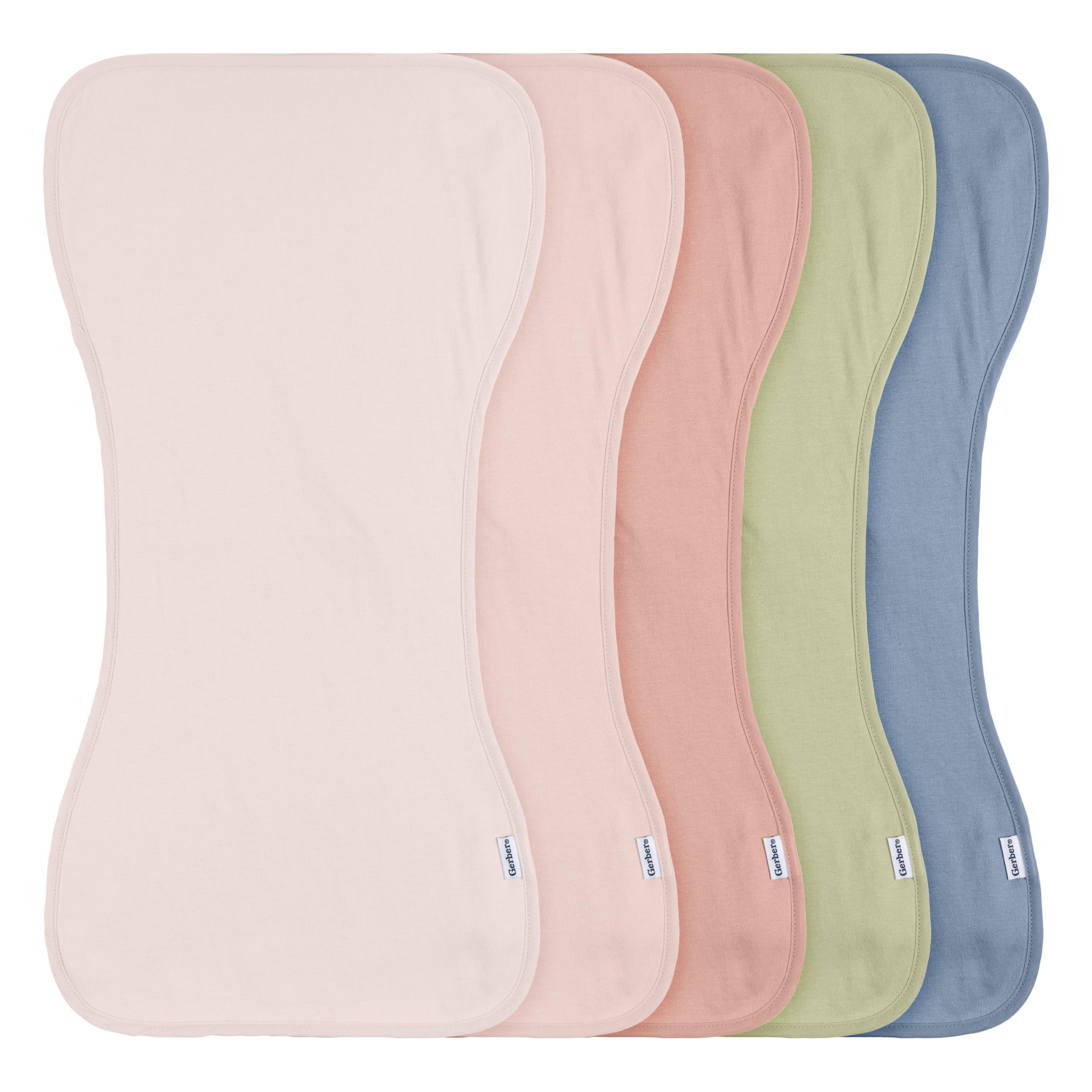 Gerber Baby Unisex Burp Cloths 5-Pack, Pink Blue, Size 10.5" x 21"