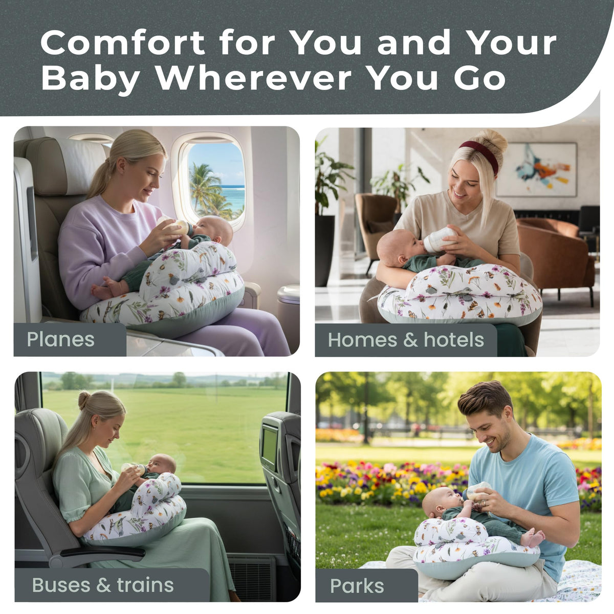 Little Traveler Inflatable Travel Nursing Pillow with Adjustable Strap