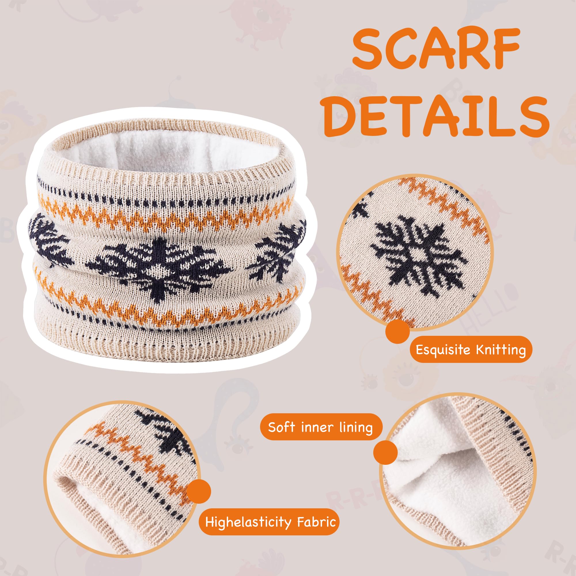 Beanie Knit Hats for Toddlers with Earflap Fleece Lined Hat Kids Warm Winter Hat Scarf Set Children's Thick Ski Cap