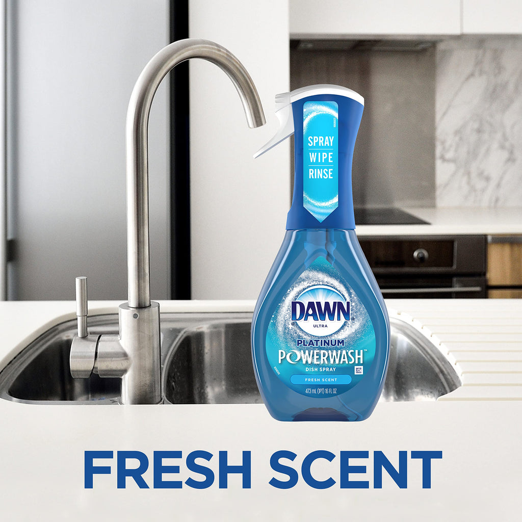 Dawn Powerwash Spray, Dish Soap, Dishwashing Liquid, Fresh, 1 Starter Kit + 3 Refills, 4x16 Fl Oz