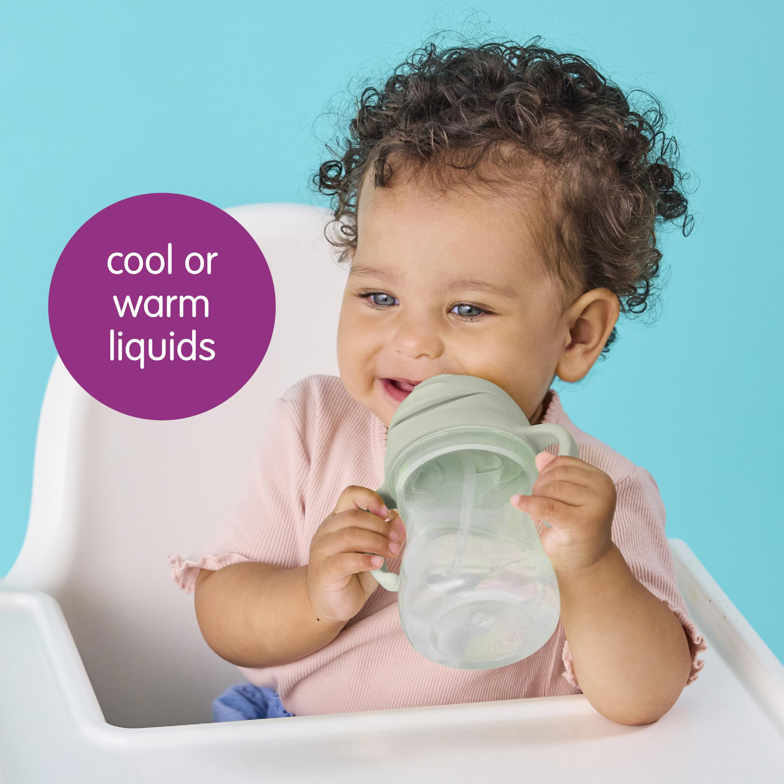 b.box Sippy Cup with Weighted Straw, Toddler Straw Cup, Spill Proof, 8oz