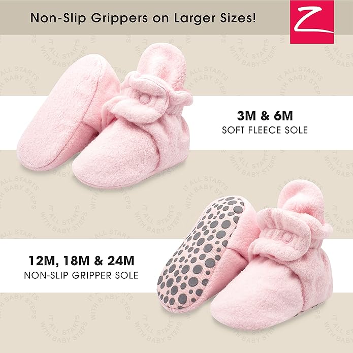 Zutano Unisex Fleece Baby Booties, Two Snap Closure, Newborn to 24 Months