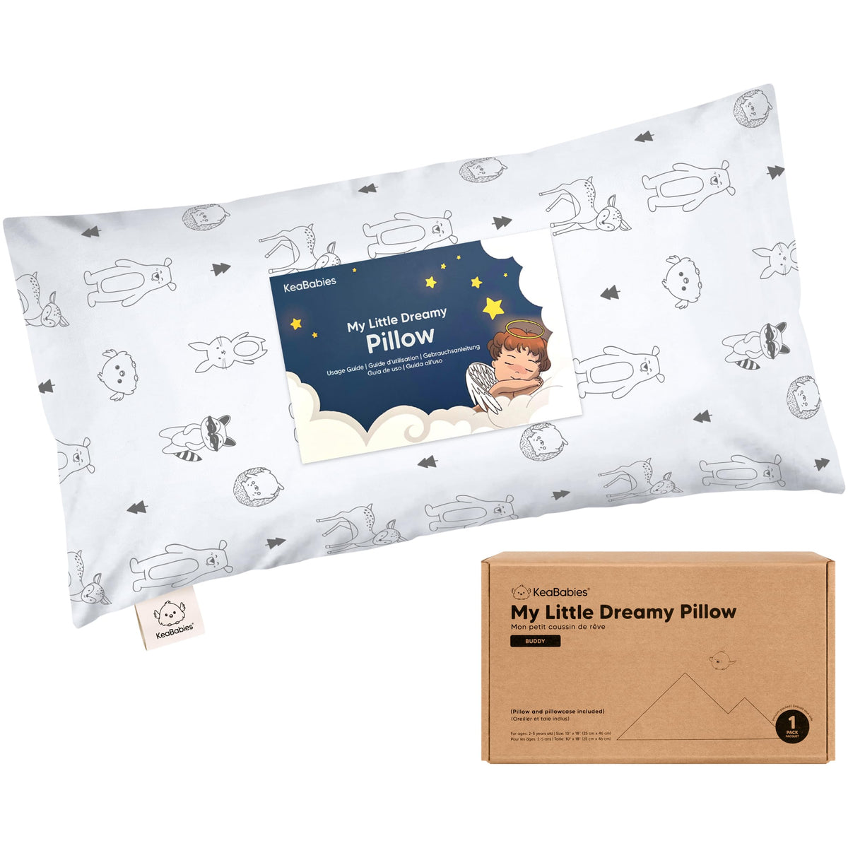 Mini Toddler Pillow with Pillowcase, 9x13 My Dreamy Pillow, Jungle Green