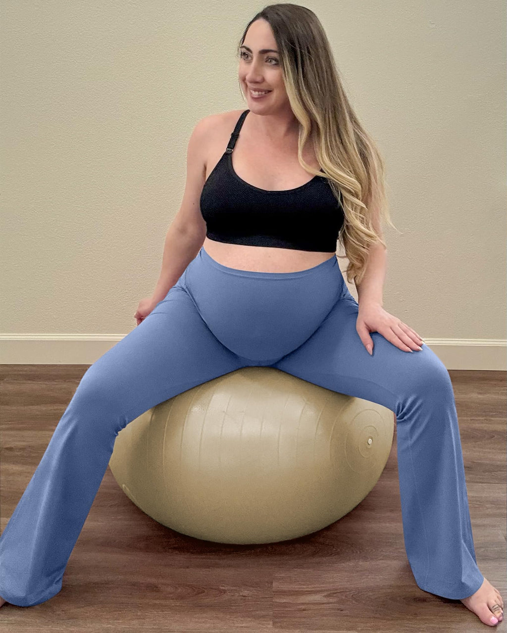 G4Free Pregnancy Pants Maternity Sweatpants for Lounge,Denim Blue,XXL,Tall