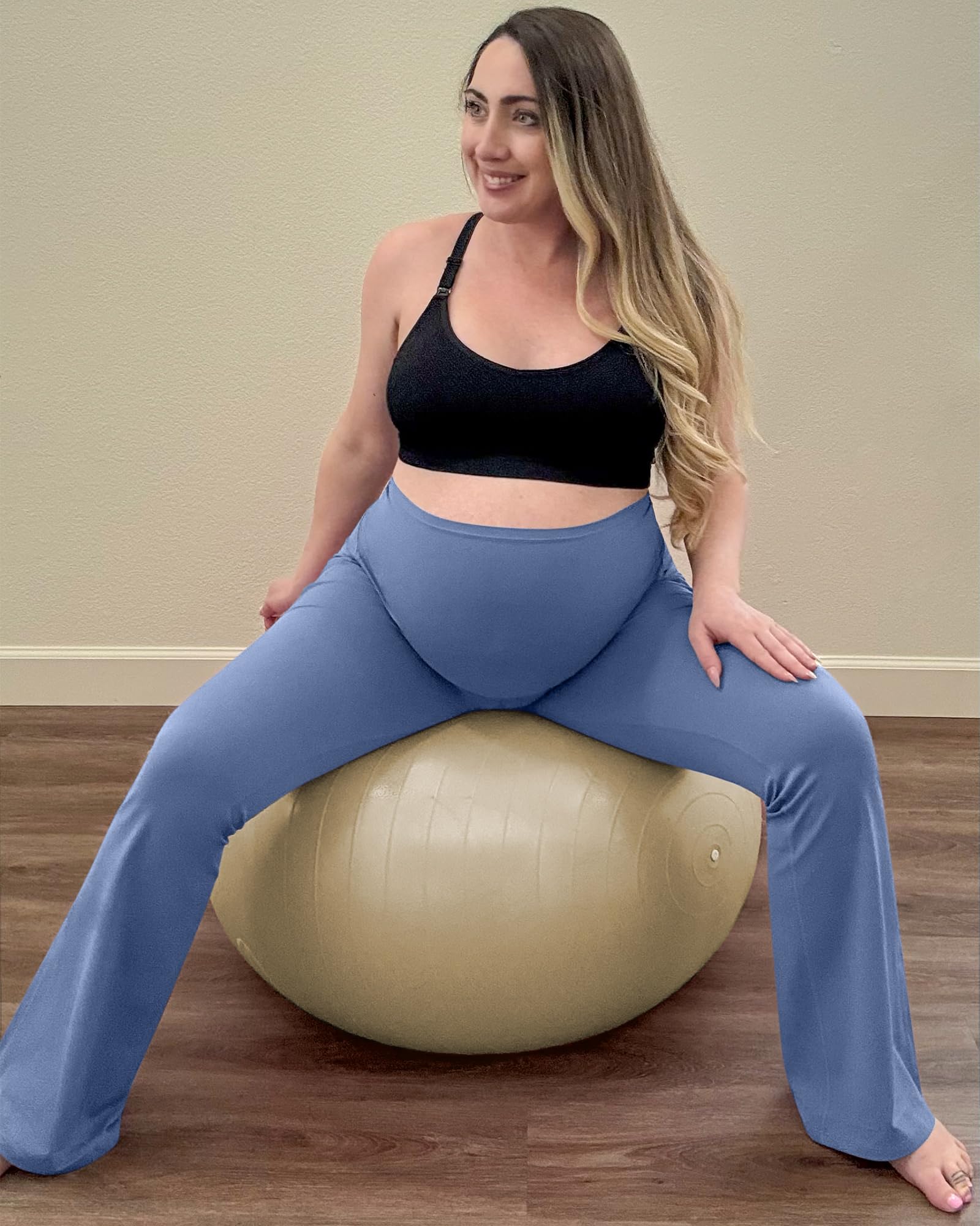 G4Free Pregnancy Pants Maternity Sweatpants for Lounge,Denim Blue,XXL,Tall