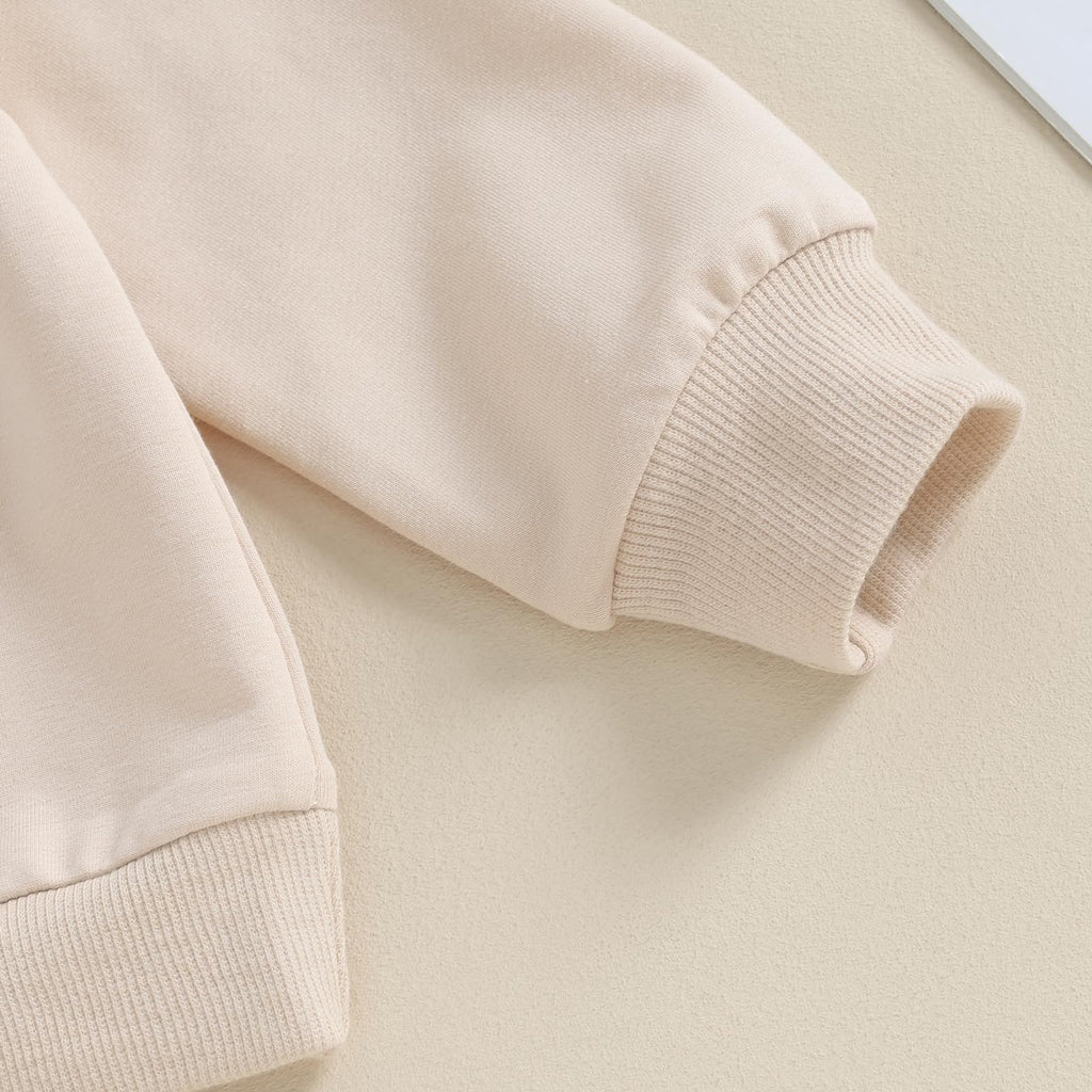 Kupretty Toddler Baby Boy Color Block Sweatshirt Pants Set Beige 2-3Y