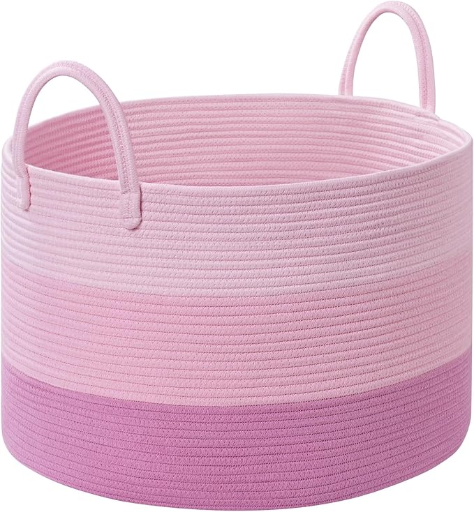67L Rainbow Storage Basket for Organizing, 20"×13" Large Tall Laundry Baskets, Cotton Rope Woven Blanket Basket, Toy Storage for Kids, Collapsible Laundry Hamper for Living Room, Nursery Room