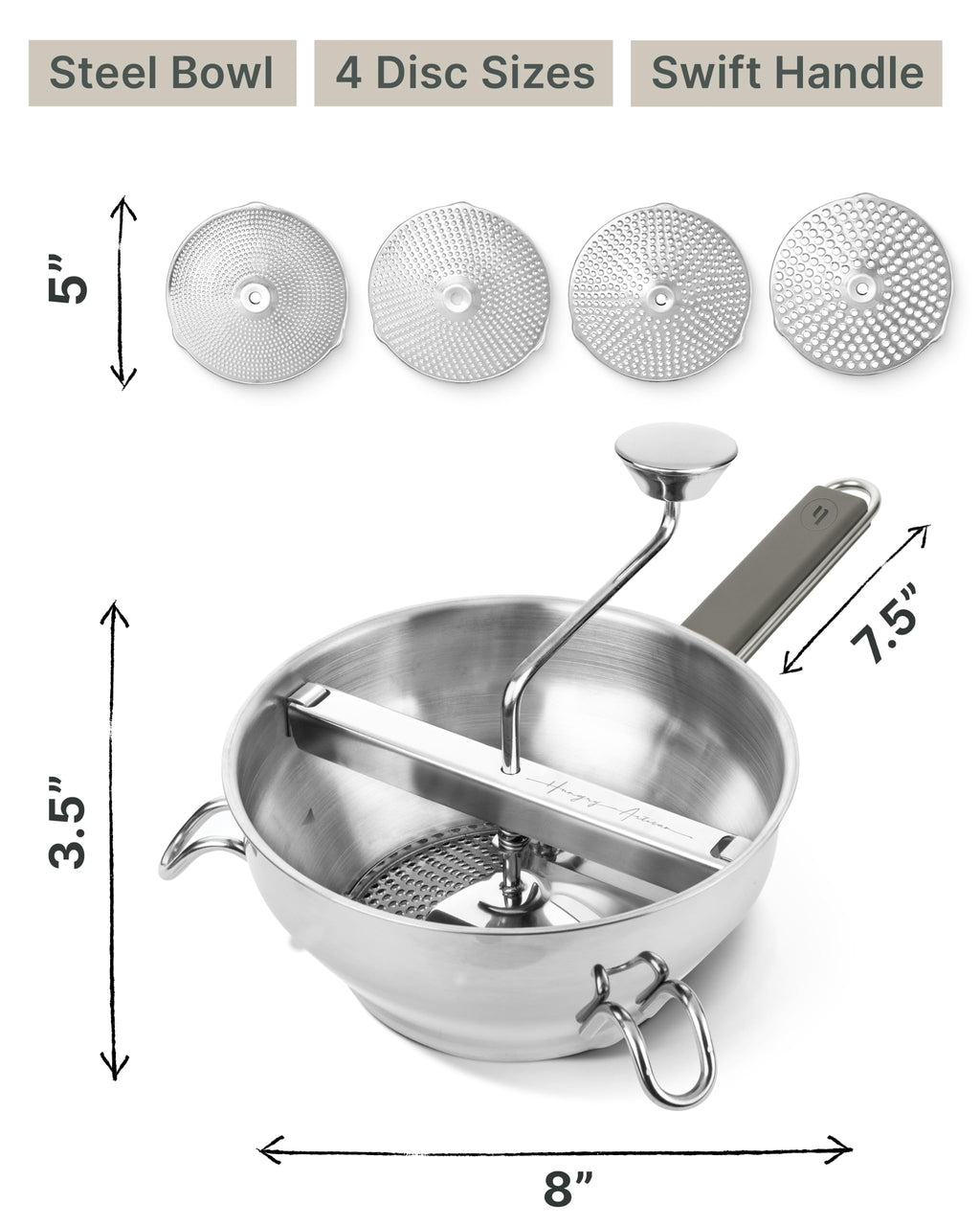 Hungry Artisan 4-Disc Food Mill for Jams, Purees & Silky Sauce