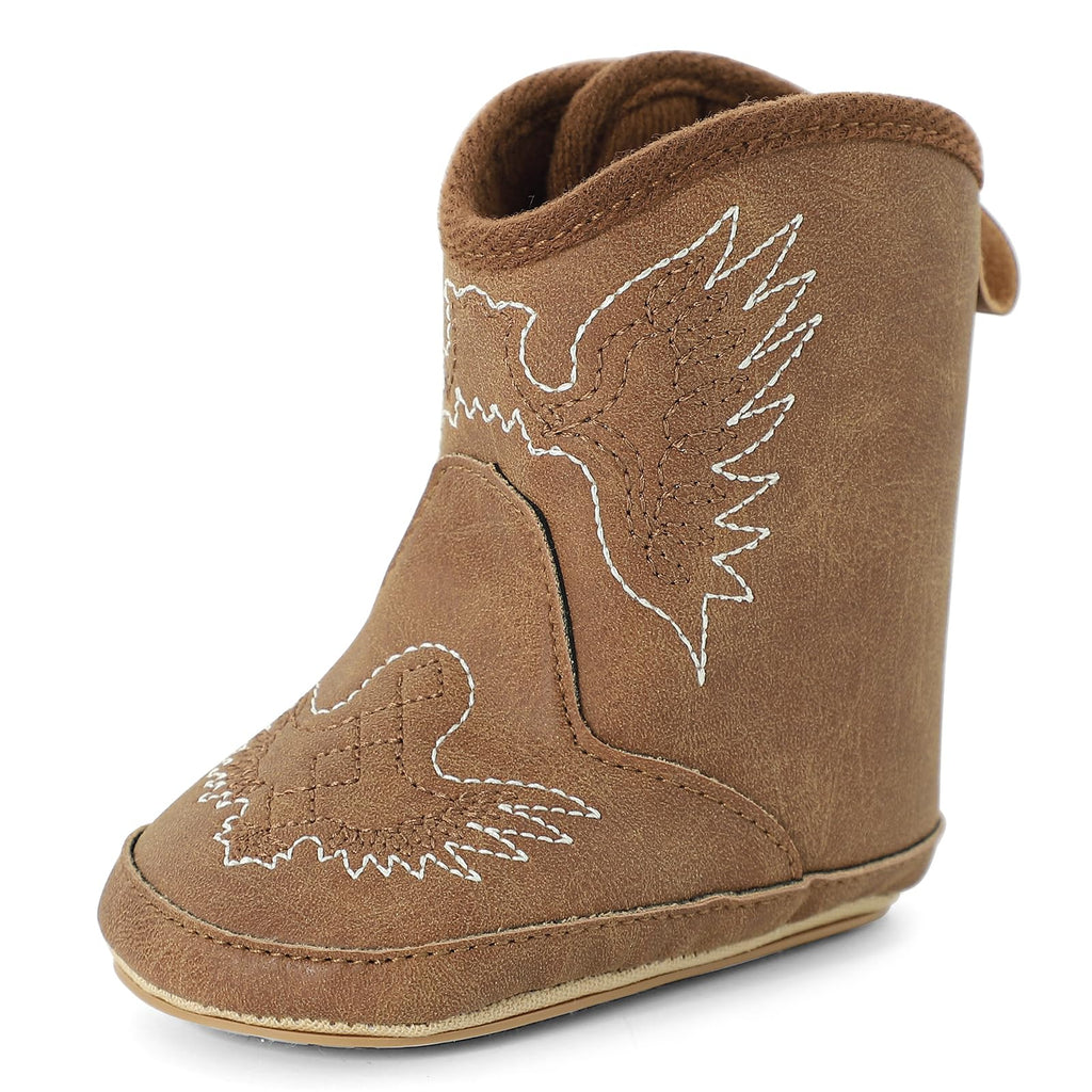 MK MATT KEELY Leather Western Boots Cowboy Bootie Soft Sole Non-Slip Crib Shoes for Baby Infant Toddler Girls Boys Newborn