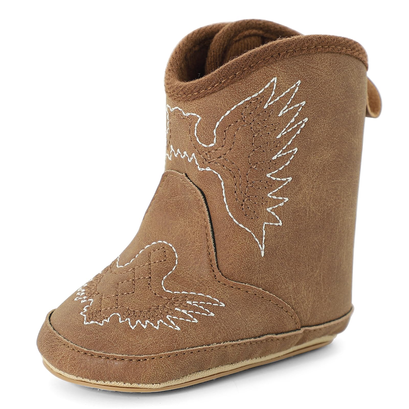 MK MATT KEELY Leather Western Boots Cowboy Bootie Soft Sole Non-Slip Crib Shoes for Baby Infant Toddler Girls Boys Newborn