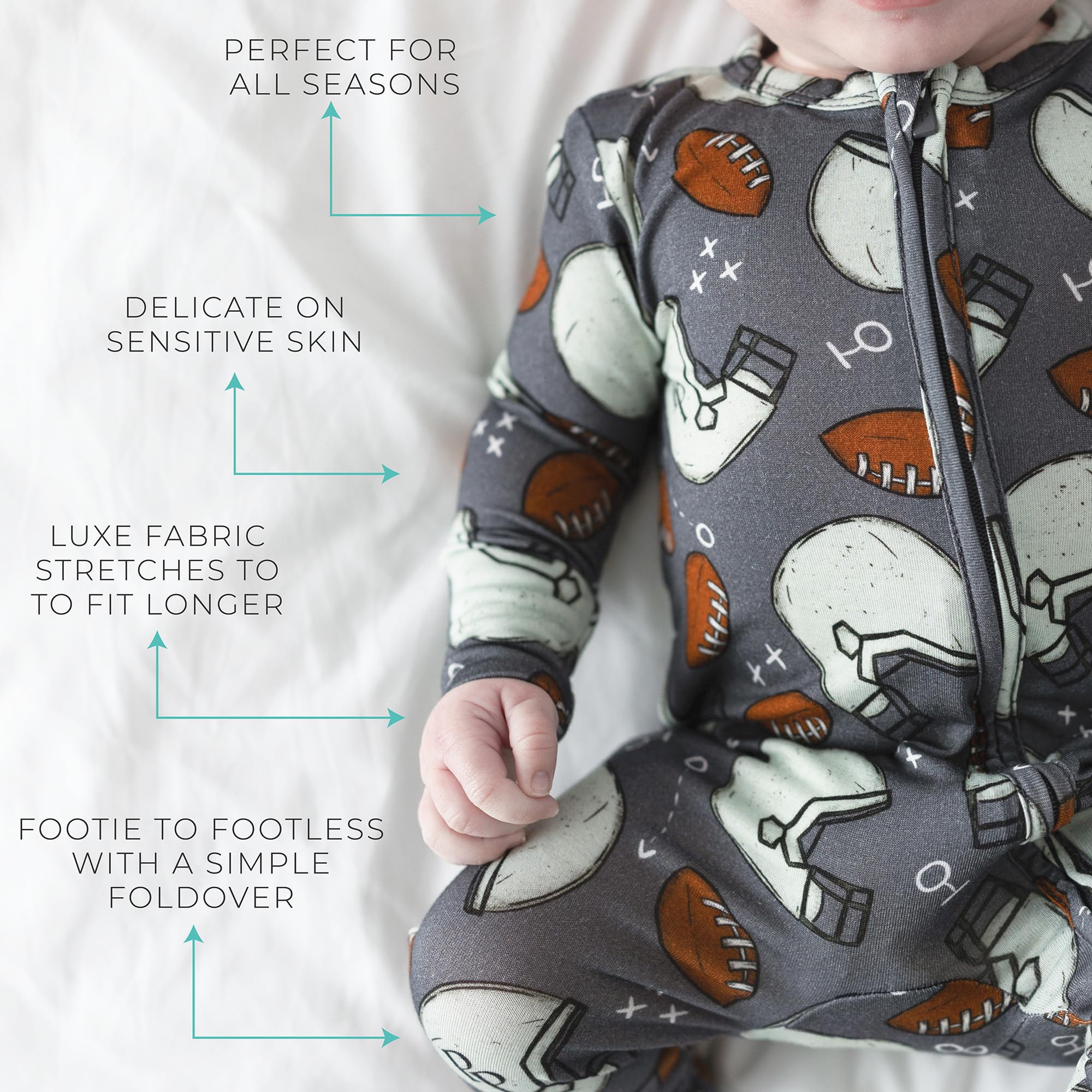 Posh Peanut Convertible Baby Sleepers, Boy Toddlers Footless Pajamas