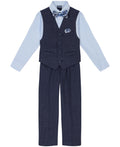 Nautica 4-Piece Formal Suit Set, Vest, Pants, Collared Dress Shirt, and Tie, Tanzanite Blue, 2T