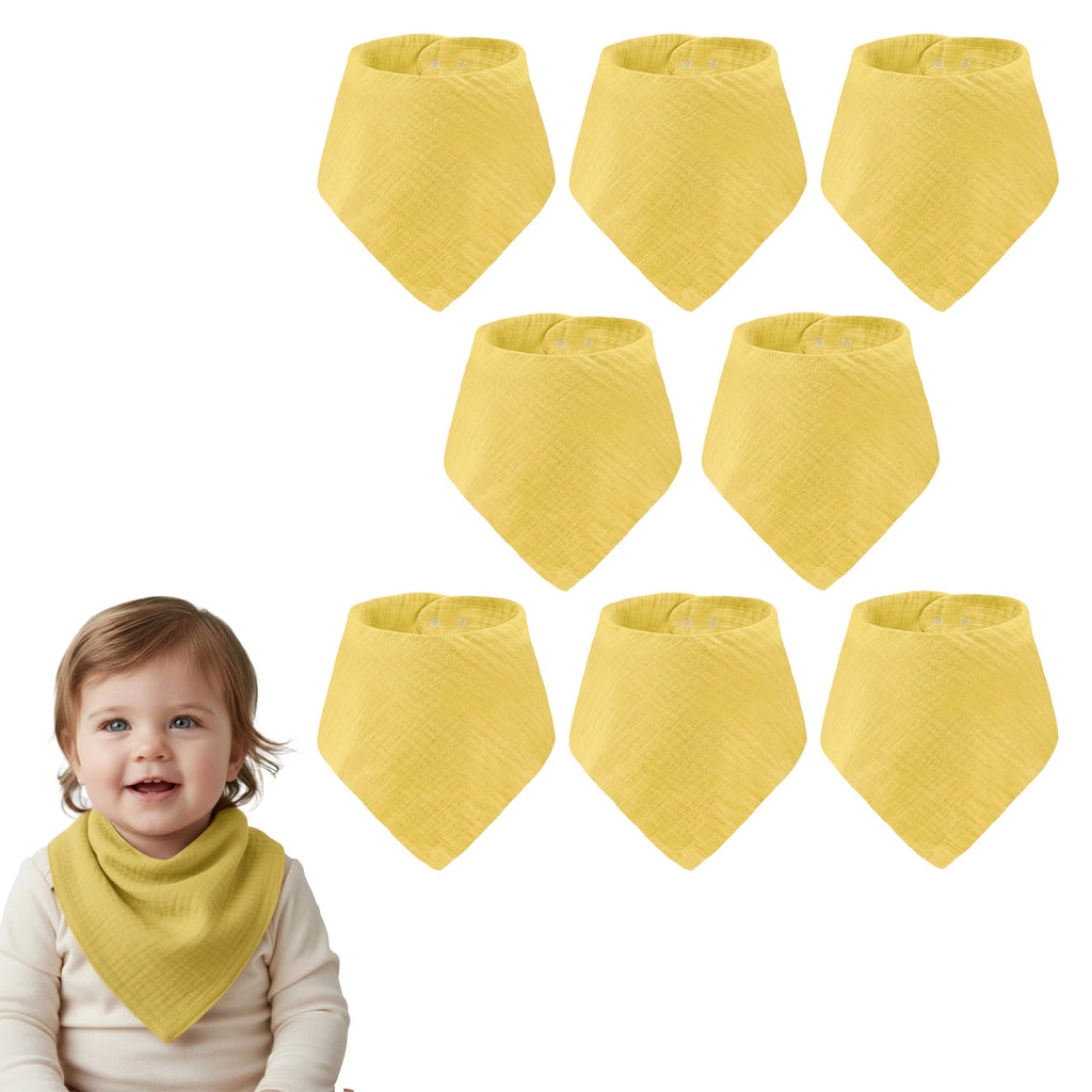 LILY O LAUREL Muslin baby bandana bibs for drooling and teething, 100% cotton, Baby bib for boys and girls, Muslin Bibs – Pack of 8