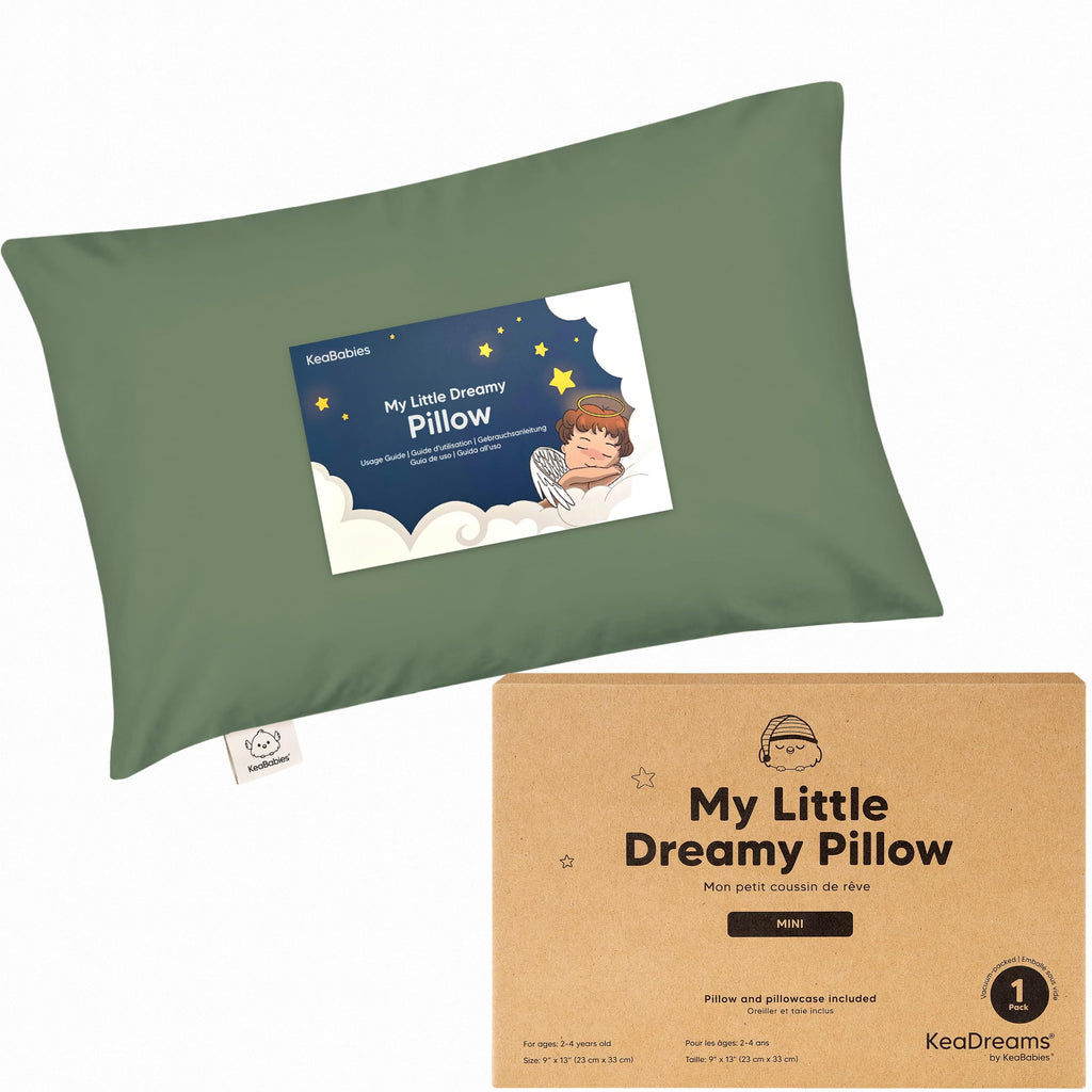 Mini Toddler Pillow with Pillowcase, 9x13 My Dreamy Pillow (Jungle Green)
