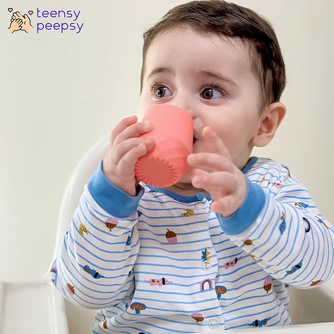 2 Pack Tiny Cup for 4+ Months | Silicone Baby Cups 6-12 Months, Infant Training Open Cup for Baby Led Weaning Supplies, 2oz (Lilac Blush)