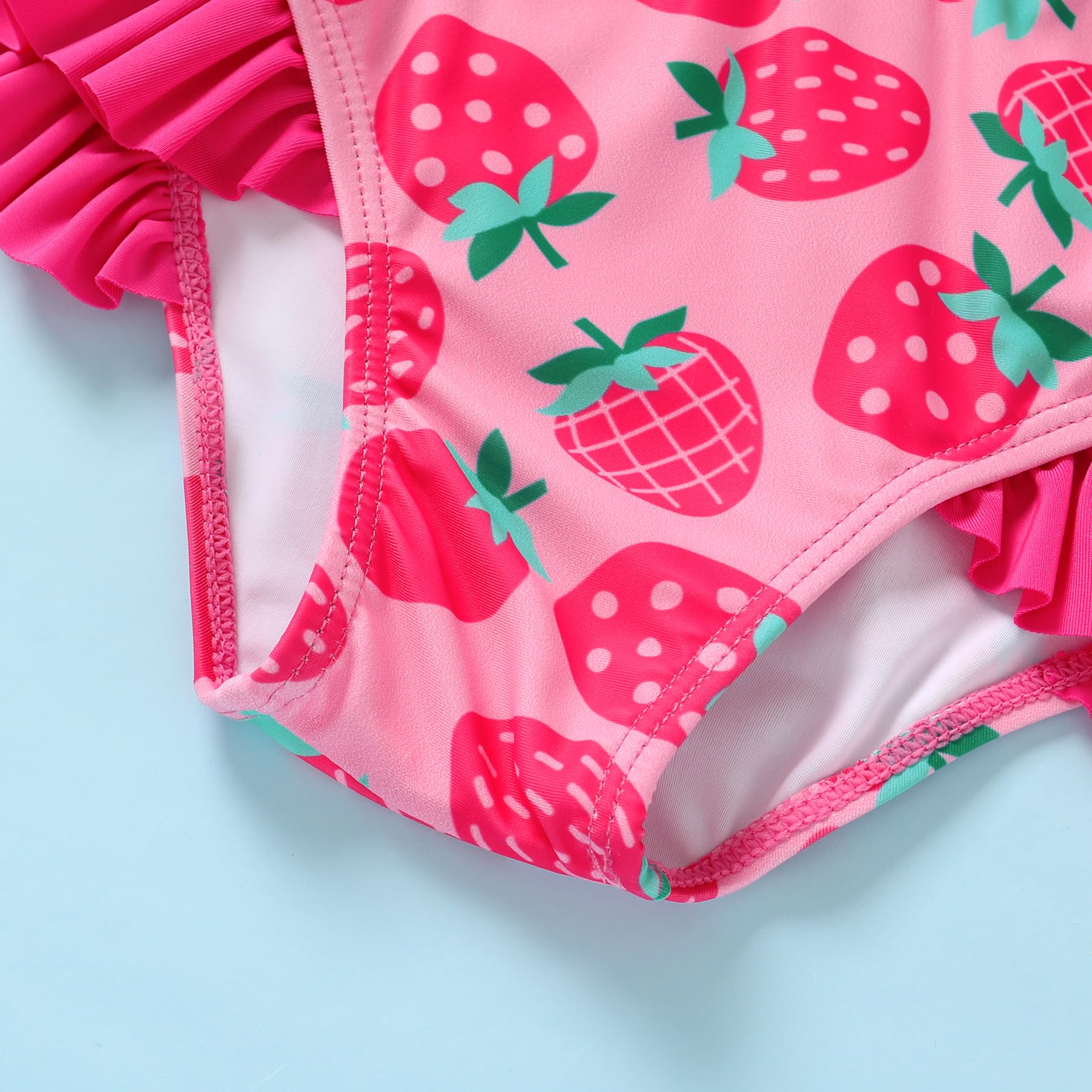 YOUNGER TREE Toddler Girls Two Pieces Swimsuit Color Block Stripe Swimwear Summer Beach Bathing Suit (Pink#Strawberry 18-24 Months)
