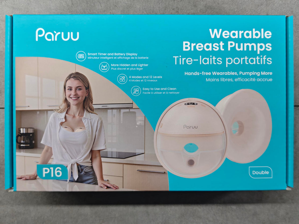 Paruu Hands Free Breast Pump P16, Wearable Breast Pump Electirc Portable with 4 Modes & 12 Levels, Max 309mmHg Strong Suction 19/21/24mm Flange Inserts Wearable Breastfeeding Pump, 2 Pack（Nude