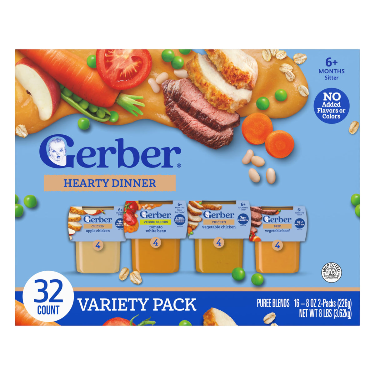Gerber Stage 2 Super Blend Baby Food Variety Pack, 4 Oz, 32 Pack