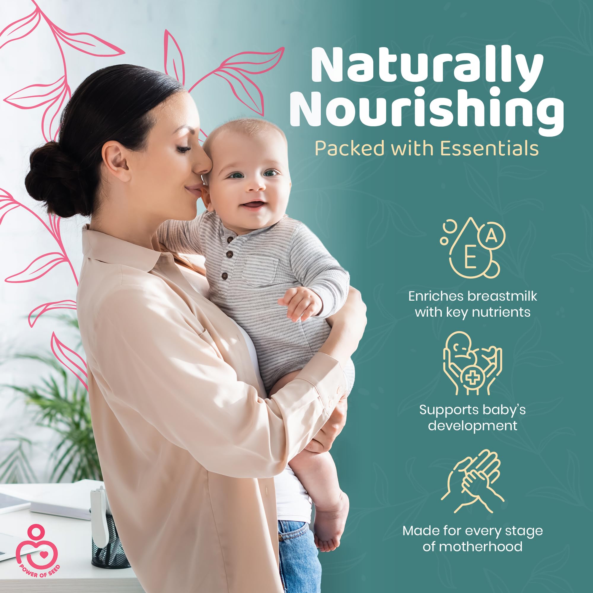 Milkrush Lactation Support for Breastfeeding-Oats Seeds & Almond Lactation Drink Mix - Enrich Milk for Breastfeeding with Superfood Omega 3, Iron & Calcium - Kosher Certified - 12oz Bag