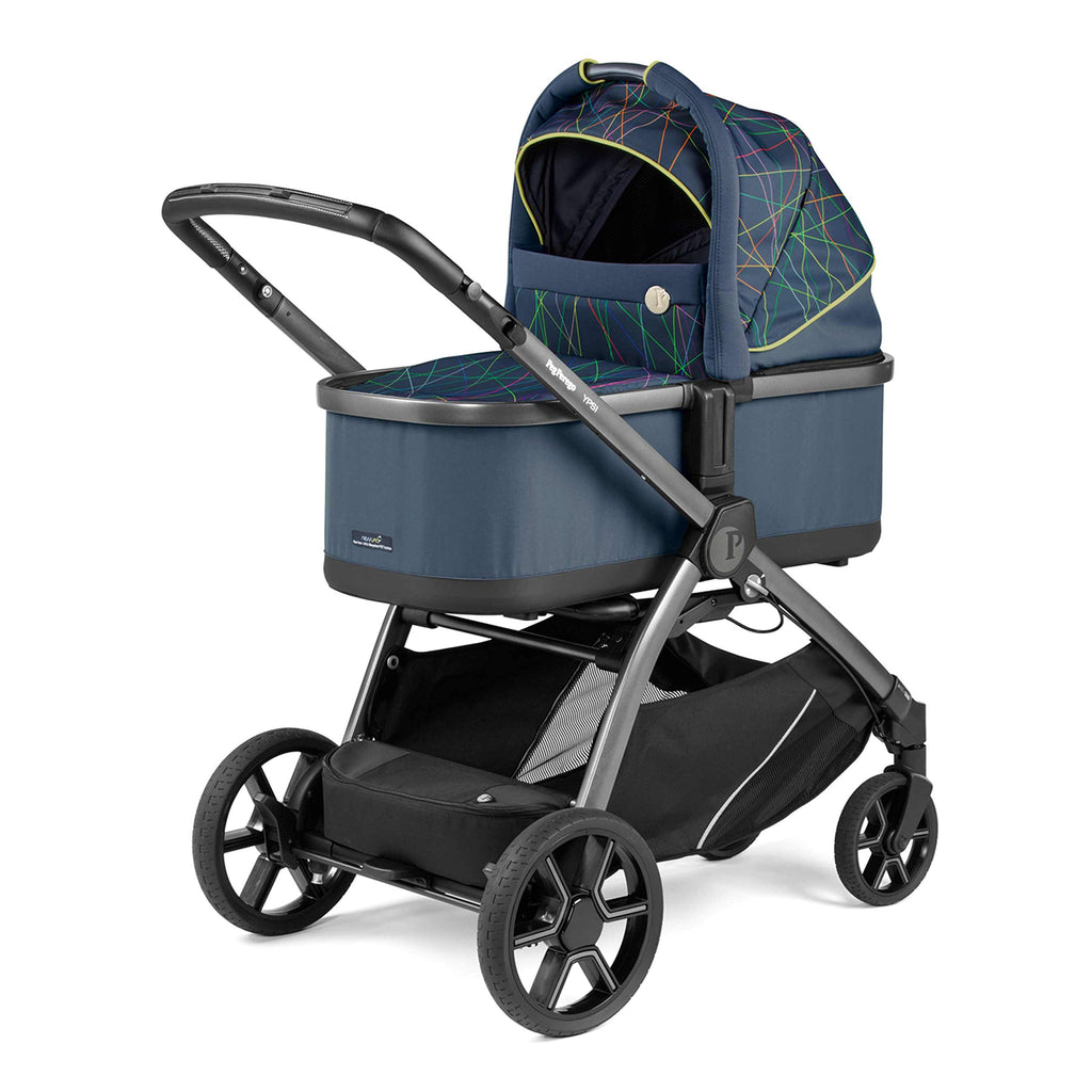 Peg Perego Ypsi – Compact Single to Double Stroller – Compatible with All Primo Viaggio 4-35 Infant Car Seats & Ypsi Bassinets - Made in Italy - New Life (Blue) Innovative Eco-Sustainable Fabric