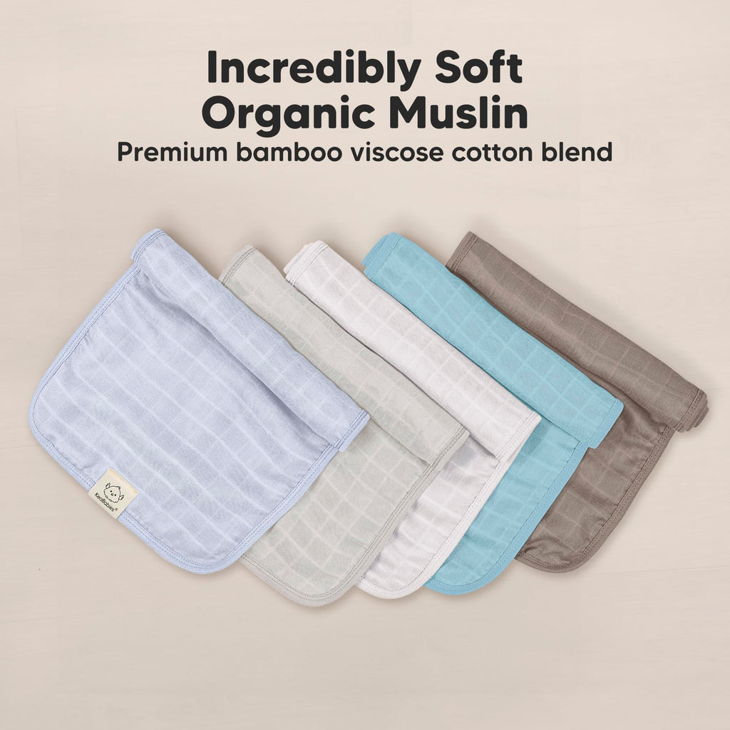 KeaBabies Cotton Muslin Burp Cloths Baby Boy, Girl, 5-Pack 20x10 (Nimbus)