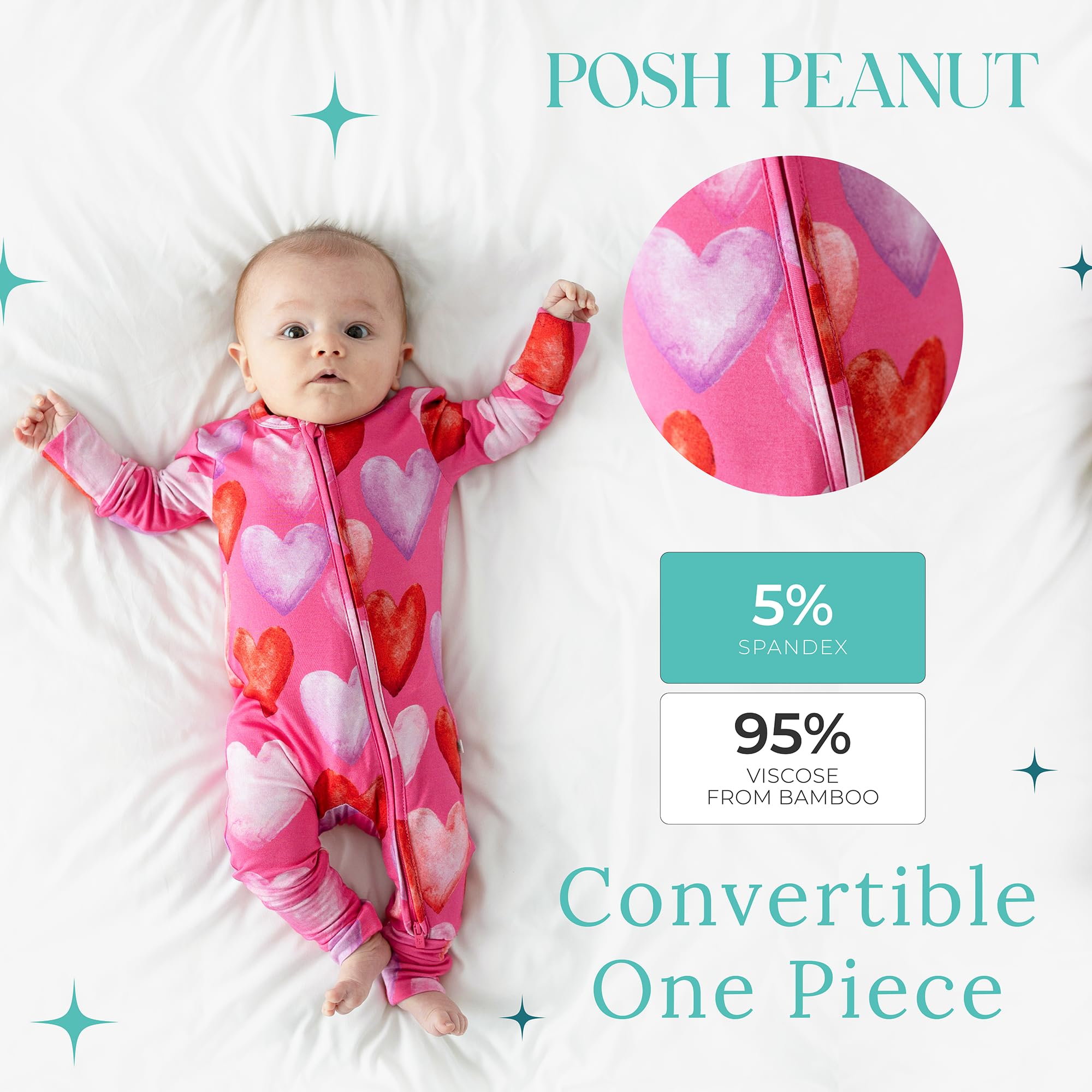 Posh Peanut Girls Convertible Baby Sleepers, Toddlers Footless Pajamas