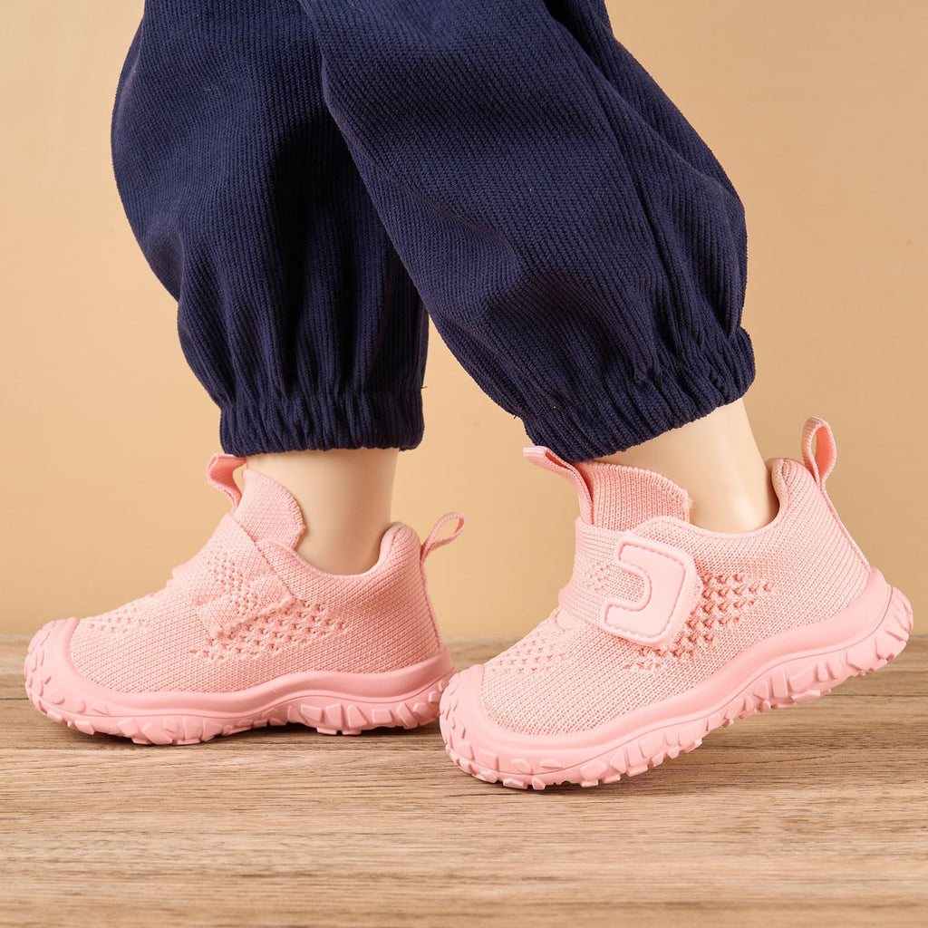 Newsonet Baby Shoes Boys Girls First Walker Sneakers Walking Non-Skid Lightweight Mesh Shoes Pink Size 12-18 Months Toddler