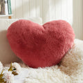 EastTree Heart Pillows, Red Heart Shaped Pillows, Love Throw Pillows Gifts, Ultra Soft Faux Rabbit Fur Small Cute Pillows, Women Girls Kid Room Decor 10x13 Inch