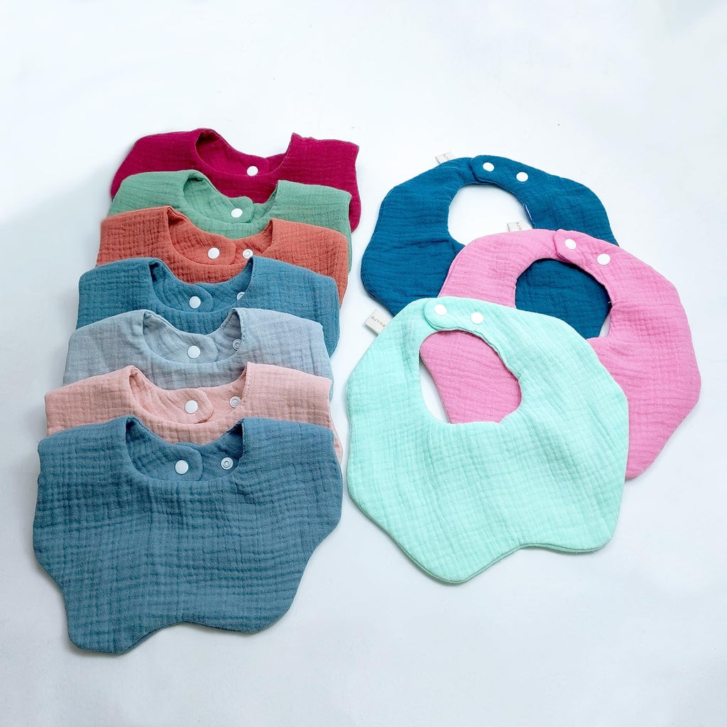 EllieHouse Baby Bibs for Girls Boys 10Pack Muslin Drool Teeth Drooling Teething Bibs Muslin Cotton for Infant Toddler Green
