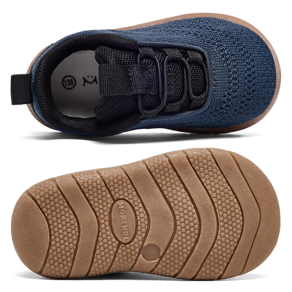 MORENDL Toddler Sneakers Baby Slip On Walking Shoes Non-Slip Breathable Boys & Girls Running Shoes Infant Tennis Shoes Blue Black 7 Toddler