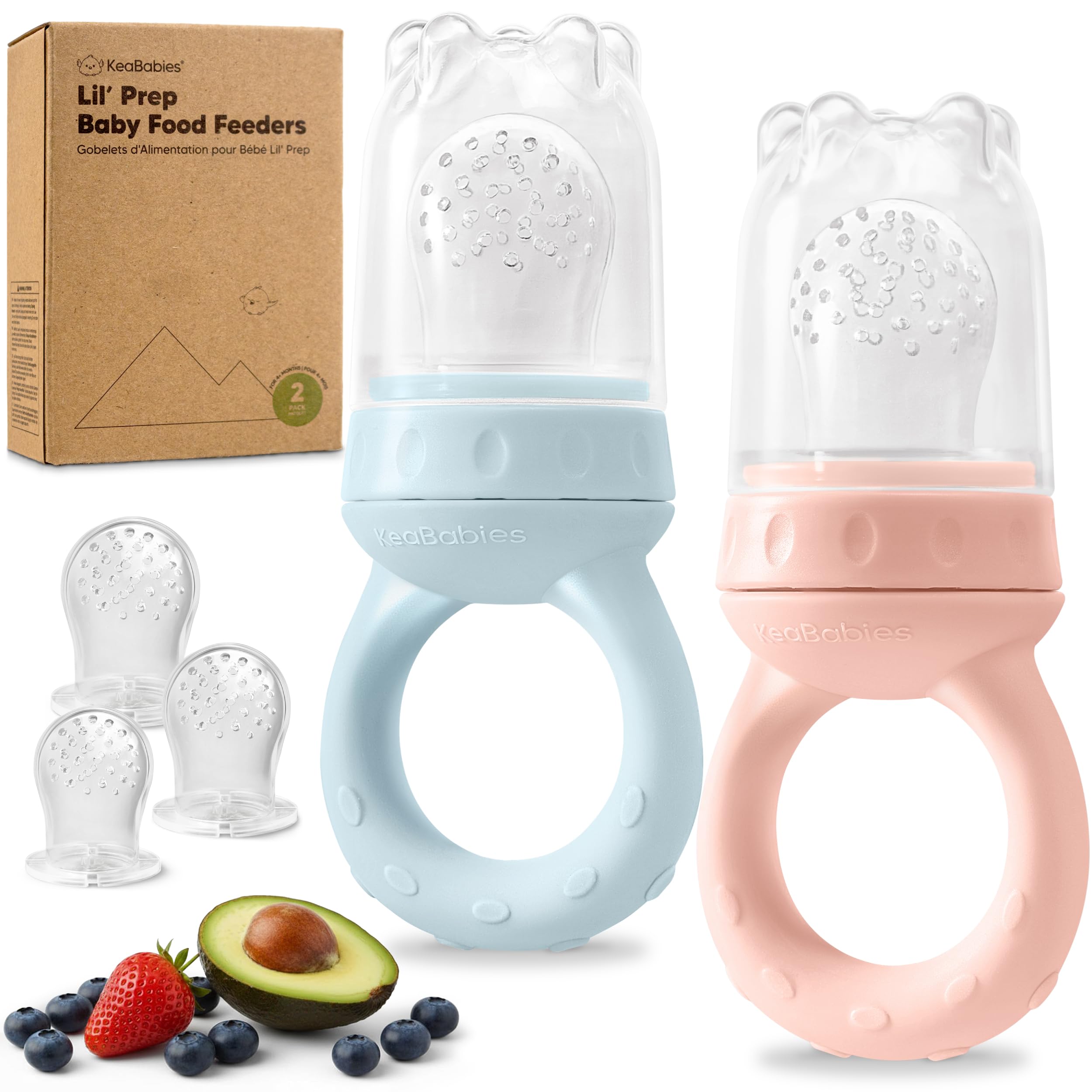 KeaBabies Baby Fruit Feeder 2pk, Silicone Baby Food Feeder,BPA-Free (Peace)