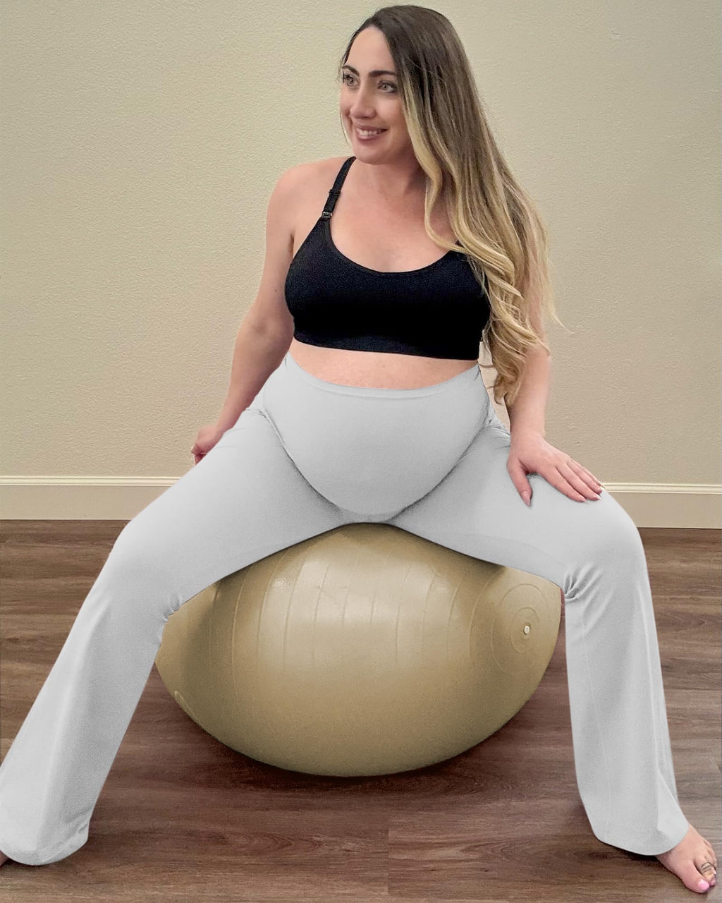 G4Free Maternity Clothes Pregnancy Flare Legging for Yoga,Light Gray,M,Tall