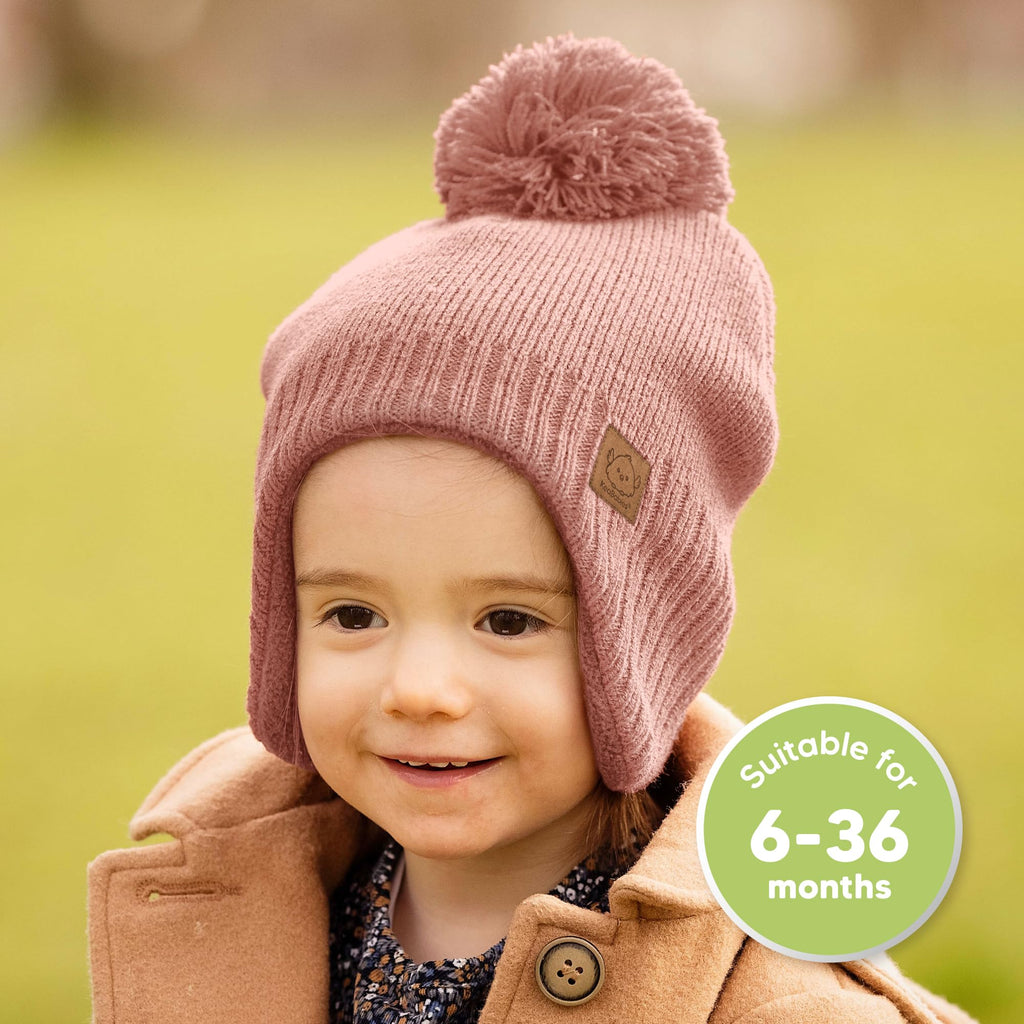 KeaBabies Baby Beanies, Winter Baby Hats for Boys, Girls (Tea Rose, 6-36M)