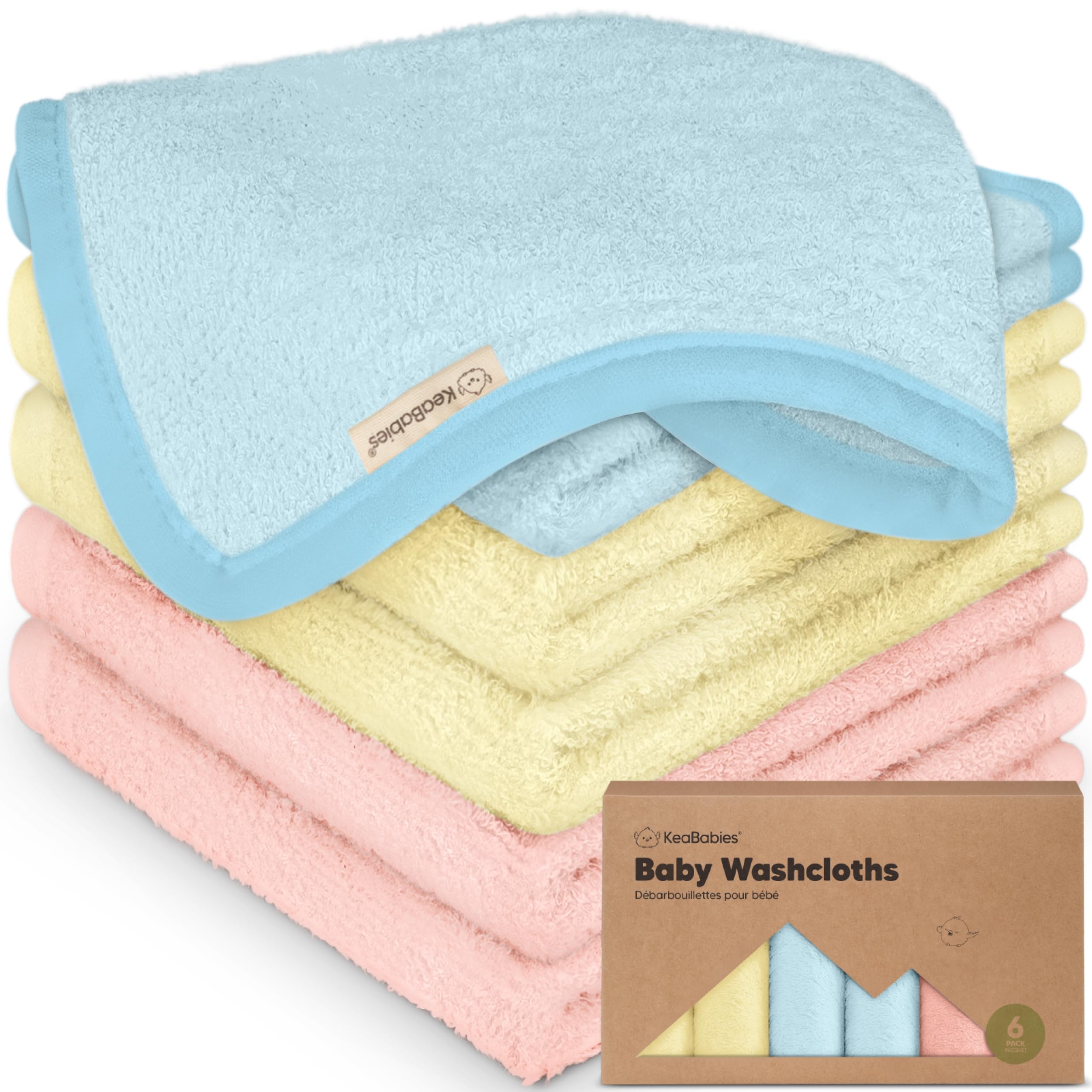 6-Pack Baby Washcloths, Soft Absorbent Washcloths for Face, Body (Candy Pop)