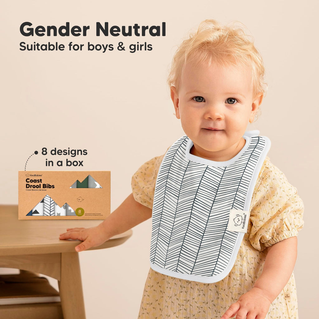 KeaBabies 8-Pack Organic Baby Bibs for Boys, Girls Drool Bibs (Crossroads)